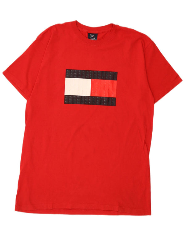 Tommy Hilfiger Mens Graphic T-Shirt Top Medium Red Cotton