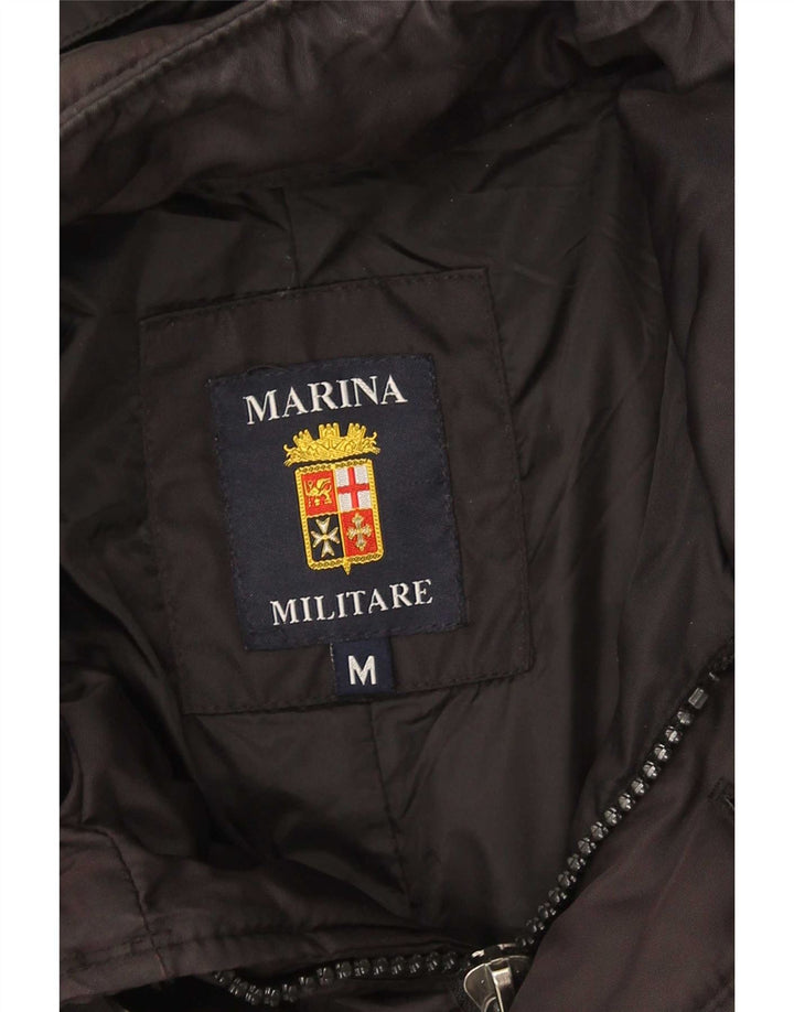 Marina Militare Mens Hooded Padded Jacket UK 38 Medium Black Polyamide