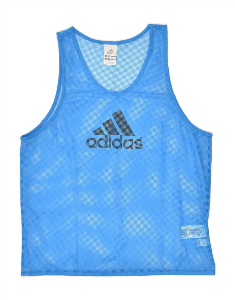 ADIDAS Mens Graphic Vest Top Small Blue Polyester | Vintage Adidas | Thrift | Second-Hand Adidas | Used Clothing | Messina Hembry 