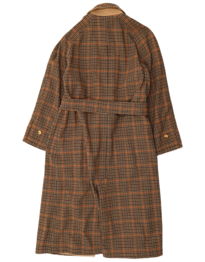 Vintage Womens Reversible Overcoat UK 14 Medium Beige Check Cotton
