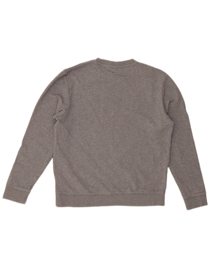 HUGO BOSS Womens Sweatshirt Jumper UK 14 Medium Grey Flecked Cotton