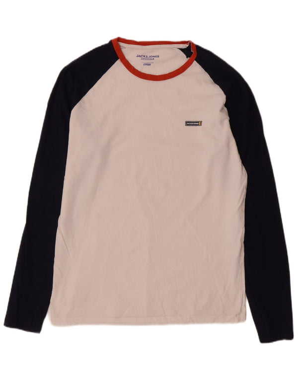 Jack & Jones Mens Regular Fit Top Long Sleeve Medium White Colourblock