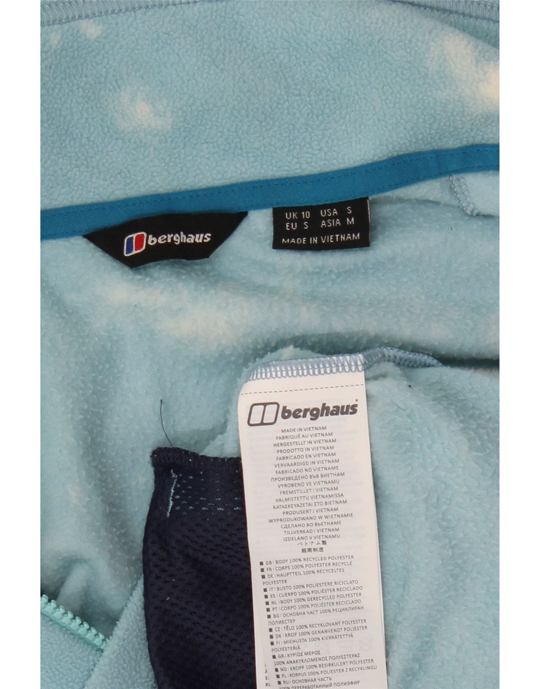 BERGHAUS Womens Fleece Jacket UK 10 Small  Blue Tie Dye Polyester
