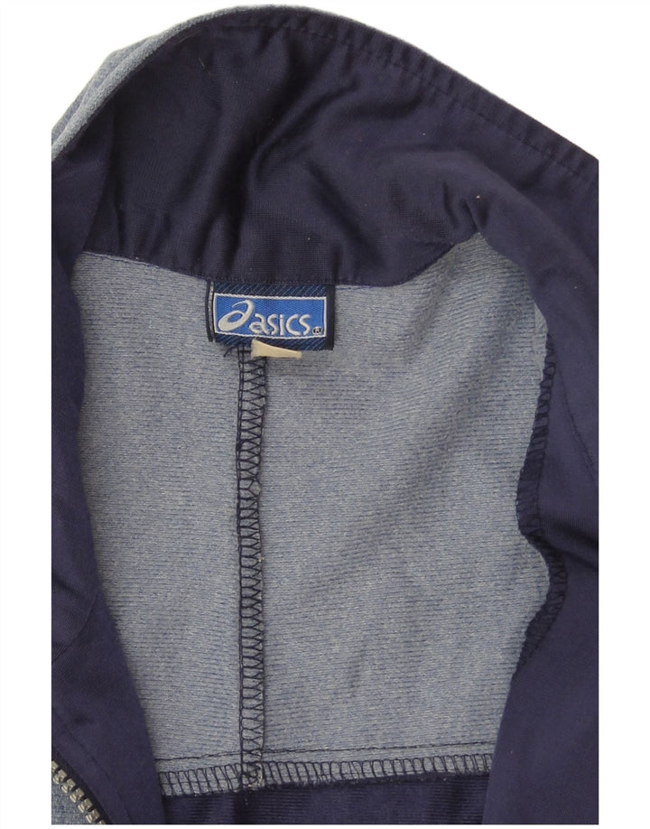 ASICS Mens Graphic Tracksuit Top Jacket Large Navy Blue Colourblock