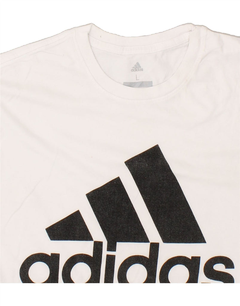 ADIDAS Mens Graphic T-Shirt Top Large White Cotton | Vintage Adidas | Thrift | Second-Hand Adidas | Used Clothing | Messina Hembry 