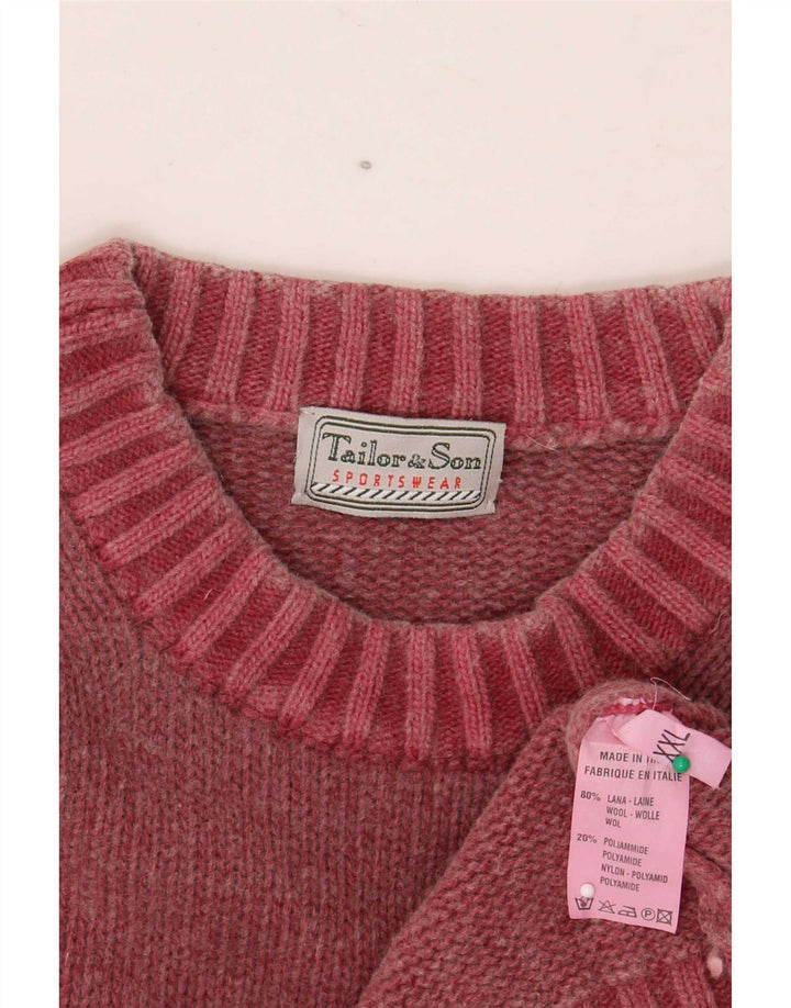 Tailor & Son Mens Crew Neck Jumper Sweater 2XL Red Wool
