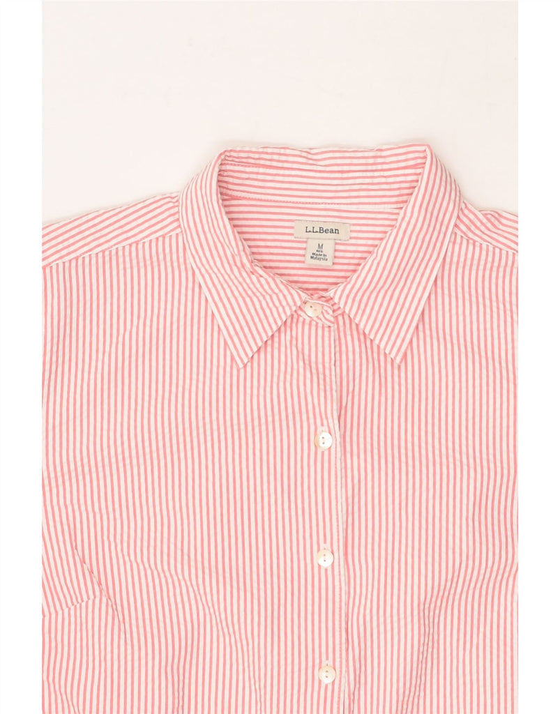 L.L.BEAN Womens 3/4 Sleeve Shirt UK 14 Medium Pink Pinstripe Cotton | Vintage L.L.Bean | Thrift | Second-Hand L.L.Bean | Used Clothing | Messina Hembry 