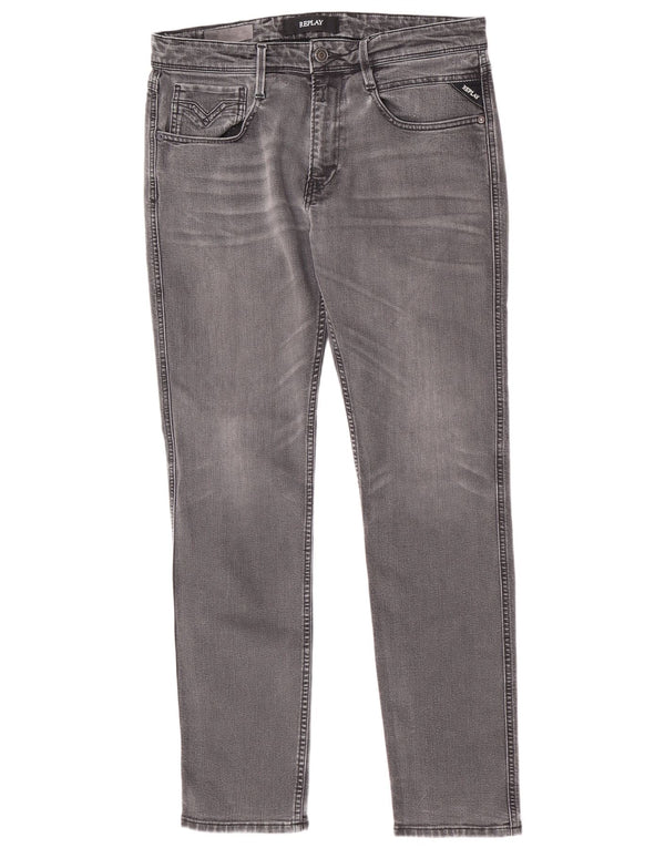 Replay Womens Slim Jeans W33 L32 Grey Cotton