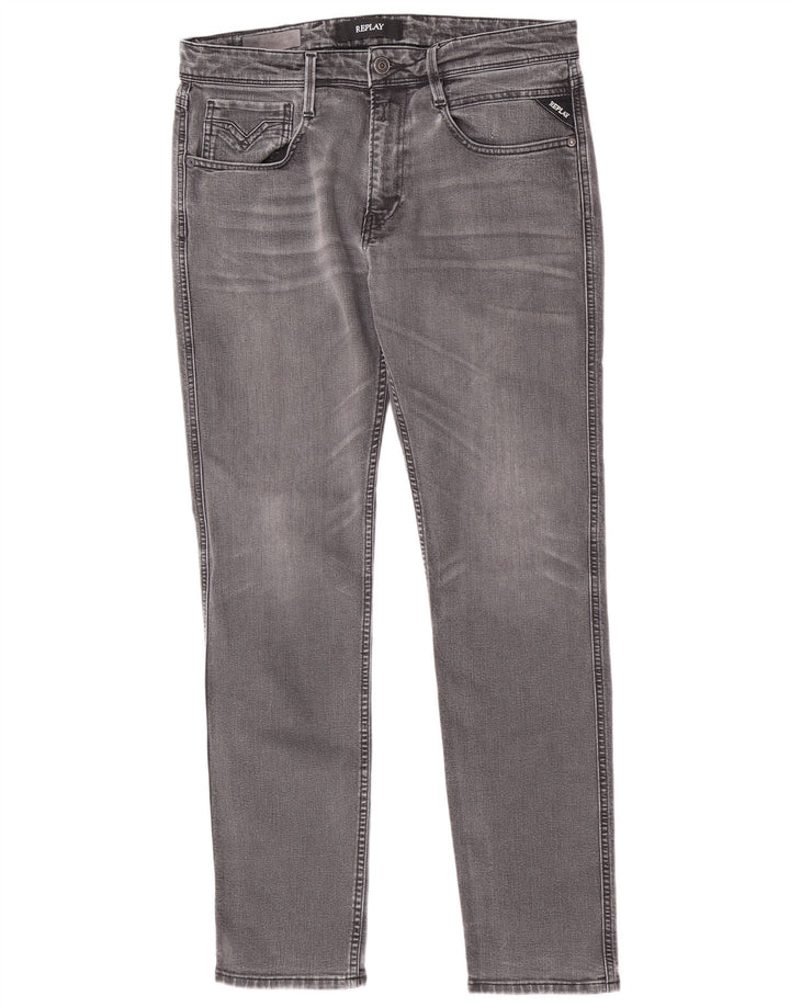 Replay Womens Slim Jeans W33 L32 Grey Cotton
