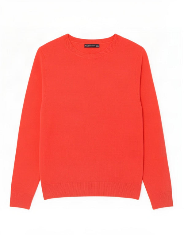 Marks & Spencer Womens Boat Neck Jumper Sweater UK 14 Medium Red Acrylic