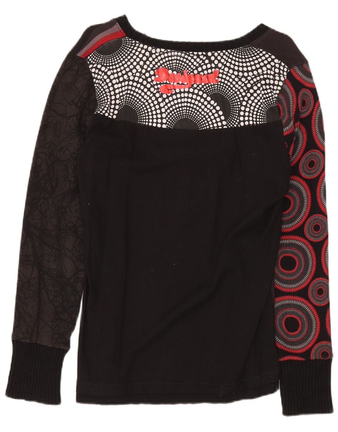 Desigual Womens Graphic Top Long Sleeve UK 20 2XL Black Geometric