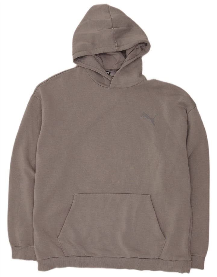 Puma Mens Hoodie Jumper Large Grey Cotton