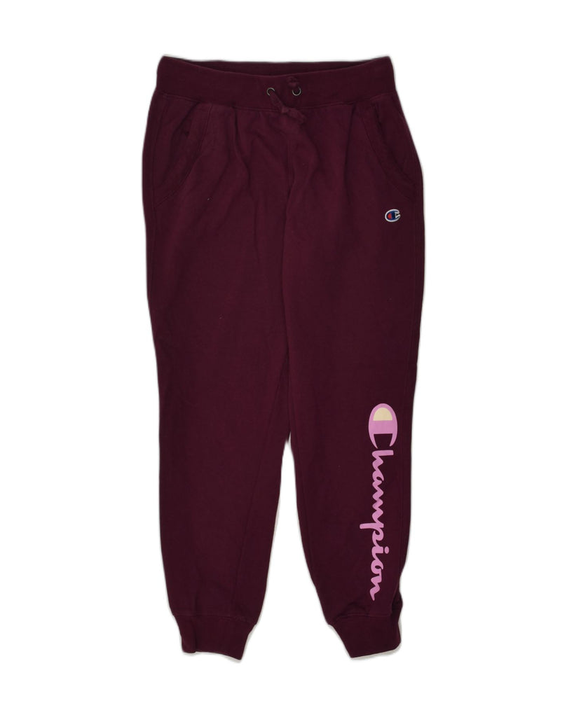 CHAMPION Womens Graphic Tracksuit Trousers Joggers UK 6 XS Burgundy Cotton | Vintage Champion | Thrift | Second-Hand Champion | Used Clothing | Messina Hembry 