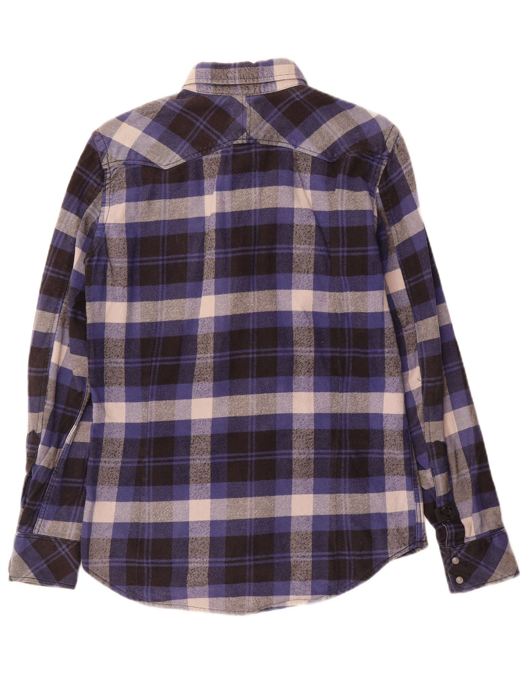 Diesel Mens Flannel Shirt Small Navy Blue Check Cotton
