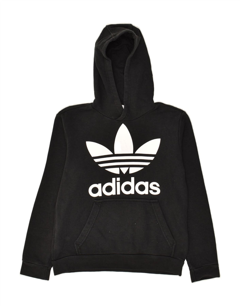 ADIDAS Womens Graphic Hoodie Jumper UK 10 Small Black | Vintage Adidas | Thrift | Second-Hand Adidas | Used Clothing | Messina Hembry 