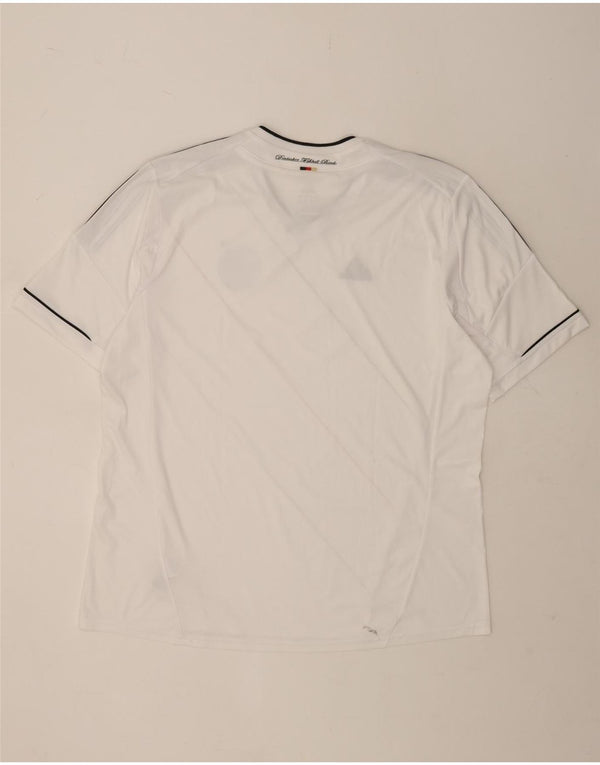 Adidas Mens Deutscher Fussball Bund T-Shirt Top 2XL White Striped Polyester