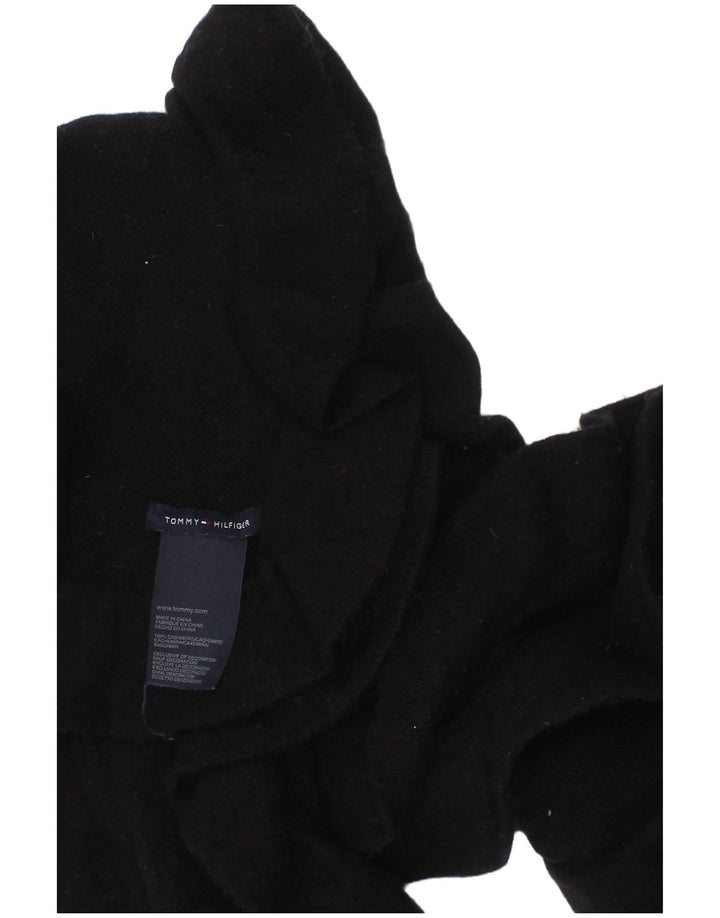Tommy Hilfiger Womens Ruffle Knit Scarf One Size Black Cashmere