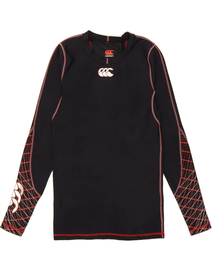 CANTERBURY Mens Slim Graphic Top Long Sleeve Medium Black Nylon Vintage Canterbury and Second-Hand Canterbury from Messina Hembry 