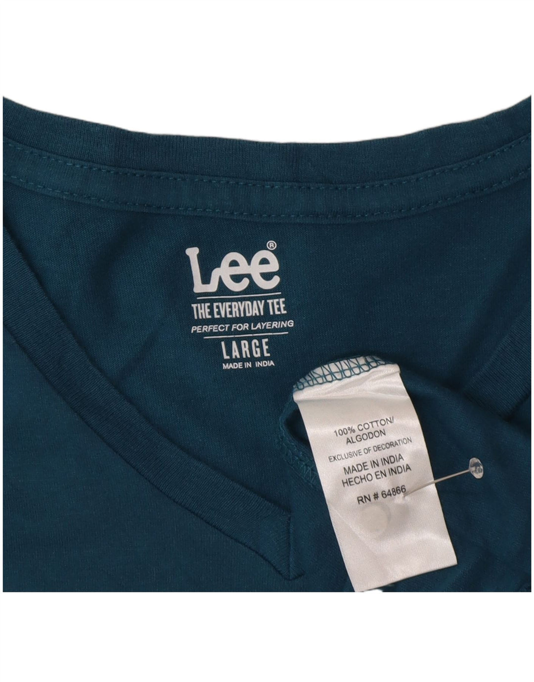 Lee Mens T-Shirt Top Large Blue Cotton