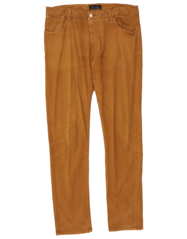 Zara Mens Slim Casual Trousers EU 46 XL W36 L34 Brown Cotton