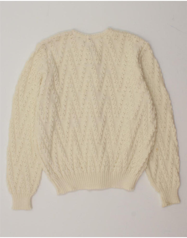 VINTAGE Womens Cardigan Sweater UK 14 Medium Beige Polyacrylic Vintage Vintage and Second-Hand Vintage from Messina Hembry 