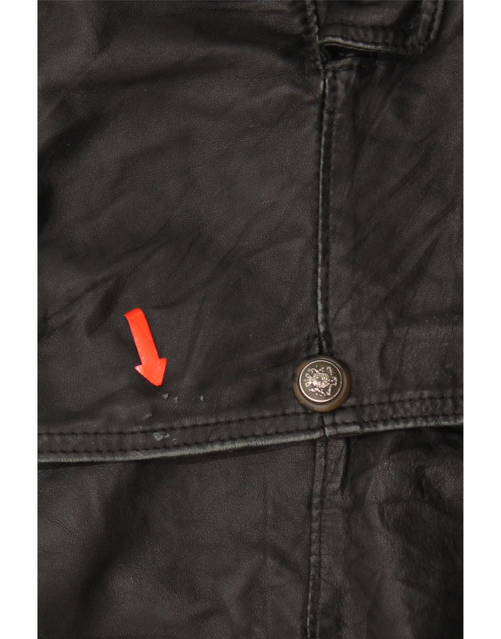 Bizzarro Mens 3 Button Blazer Jacket IT 54 2XL Black Leather