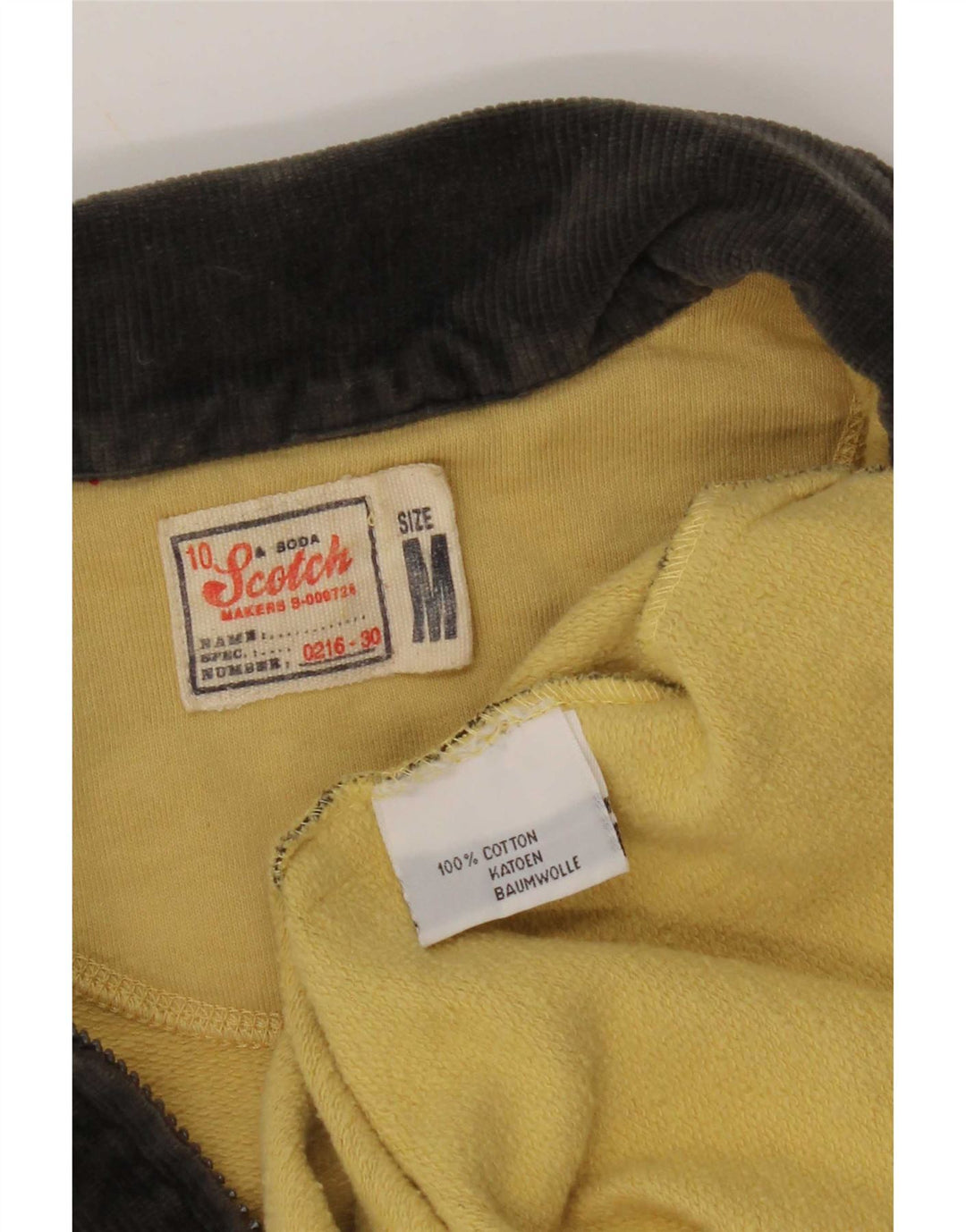 Scotch & Soda Mens Polo Neck Sweatshirt Jumper Medium Yellow Check Cotton