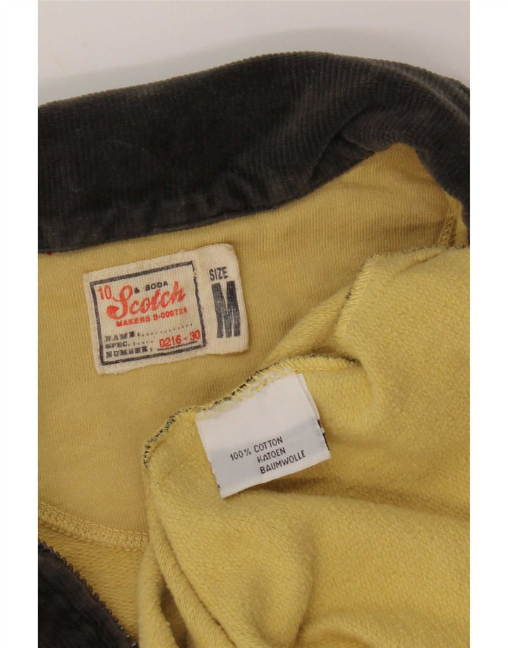 Scotch & Soda Mens Polo Neck Sweatshirt Jumper Medium Yellow Check Cotton