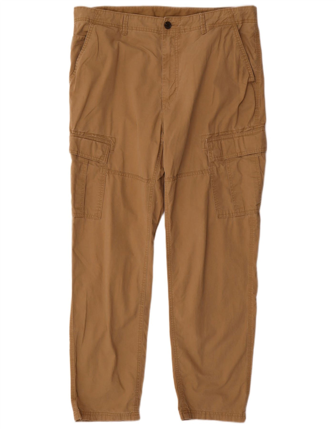 Marks & Spencer Mens Straight Cargo Trousers W38 L31 Brown Cotton