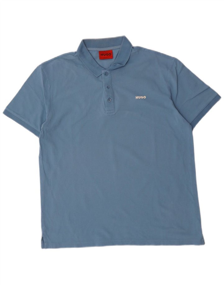 Hugo Boss Mens Polo Shirt Medium Blue Cotton