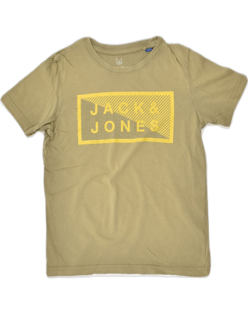 JACK & JONES Boys Graphic T-Shirt Top 9-10 Years Khaki Cotton | Vintage Jack & Jones | Thrift | Second-Hand Jack & Jones | Used Clothing | Messina Hembry 