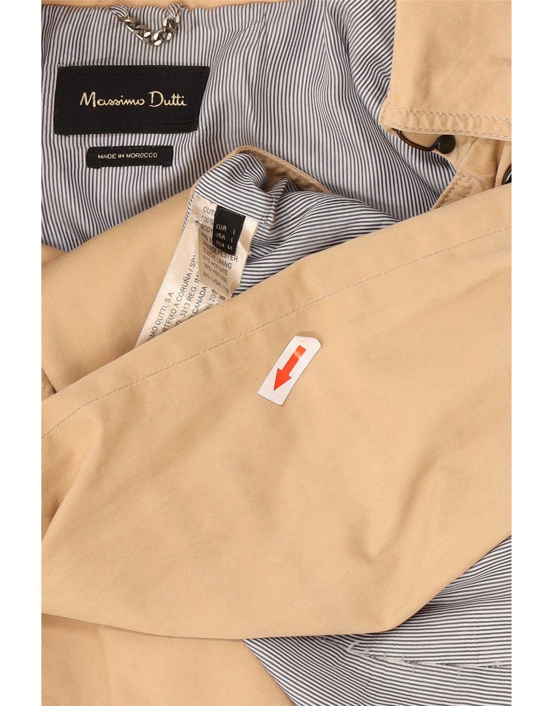 Massimo Dutti Womens Trench Coat UK 14 Large Beige Cotton