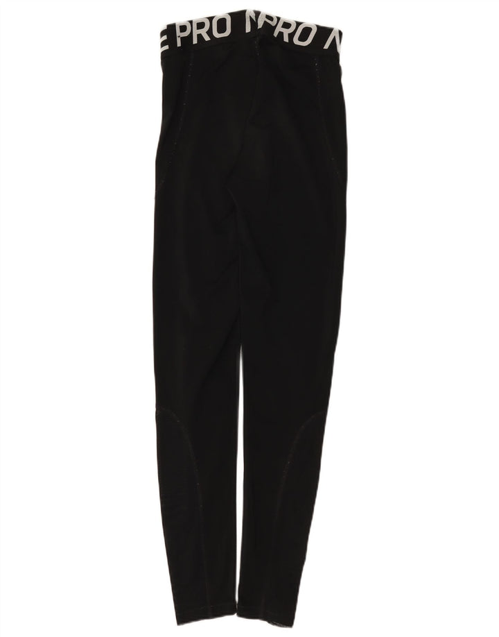 Nike Womens Dri Fit Graphic Leggings UK 12 Medium Black Polyester