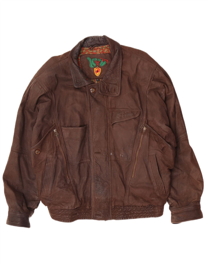 Vintage Mens Leather Jacket UK 40 Large Brown