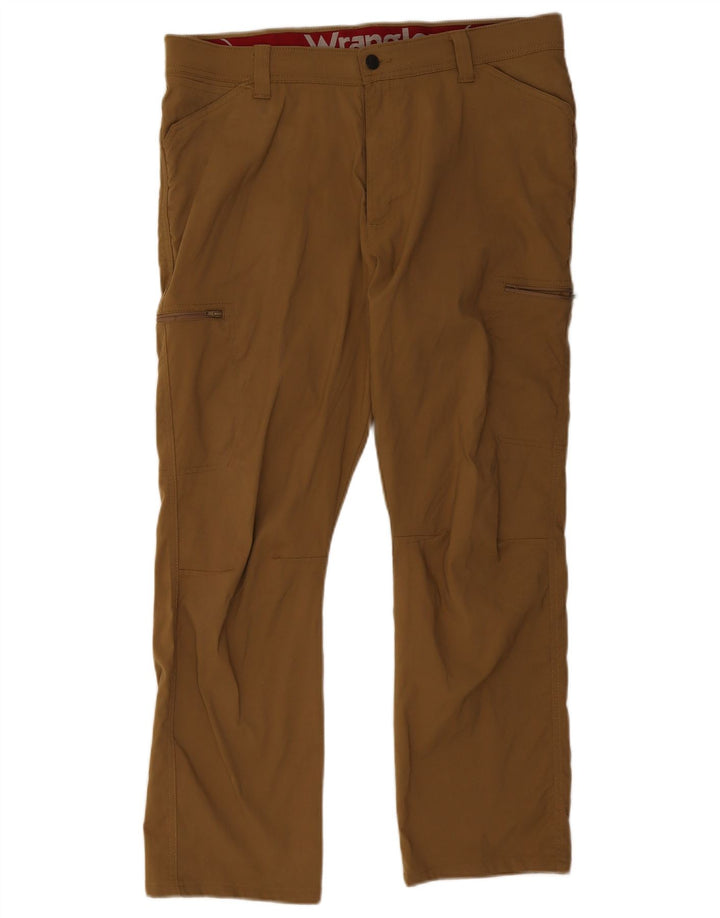 Wrangler Mens Straight Cargo Trousers W36 L30 Brown Nylon