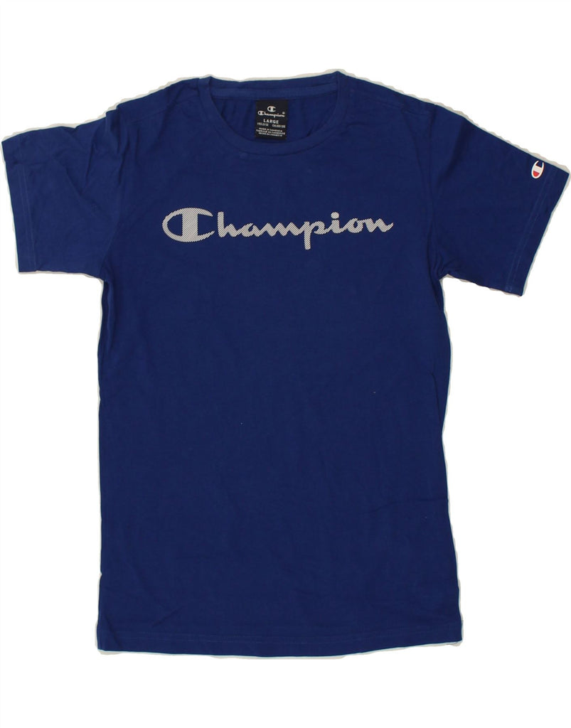 CHAMPION Boys Graphic T-Shirt Top 11-12 Years Large Navy Blue Cotton | Vintage Champion | Thrift | Second-Hand Champion | Used Clothing | Messina Hembry 