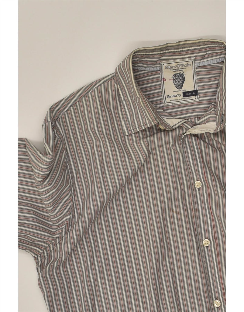 MARC O'POLO Mens Shirt Large Grey Striped Vintage Marc O'Polo and Second-Hand Marc O'Polo from Messina Hembry 