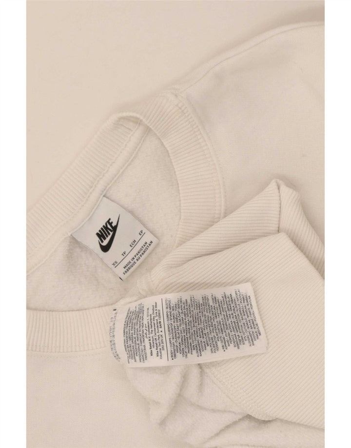 Nike Womens Crop Oversized Sweatshirt Jumper UK 6 XS White Cotton