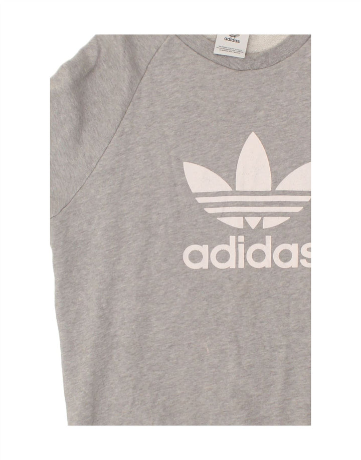 ADIDAS Mens Graphic Sweatshirt Jumper Small Grey Cotton Vintage Adidas and Second-Hand Adidas from Messina Hembry 