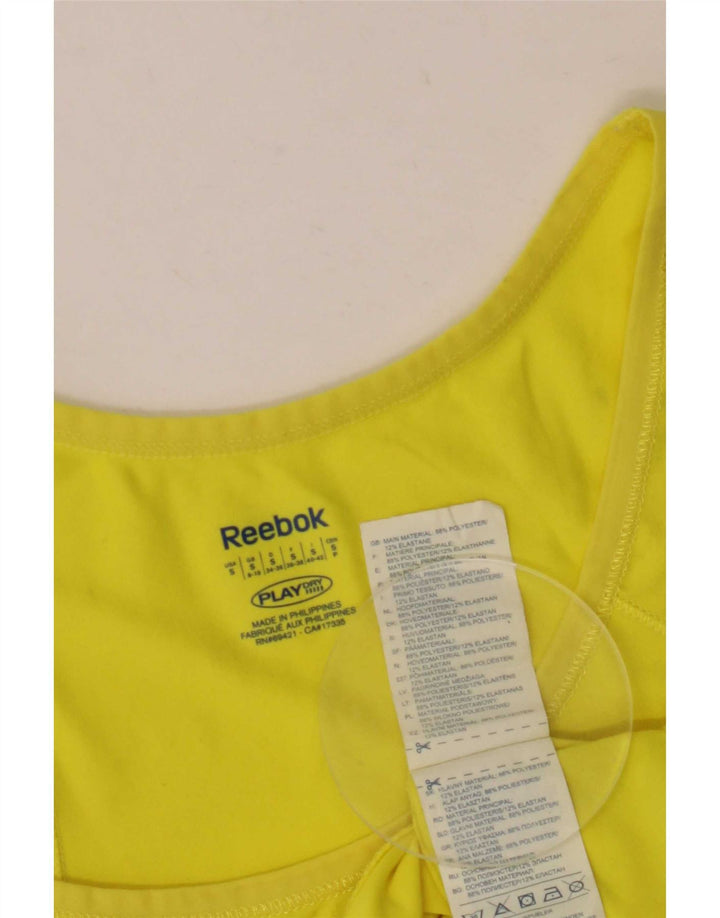 Reebok Womens Vest Top UK 8/10 Small Yellow Polyester