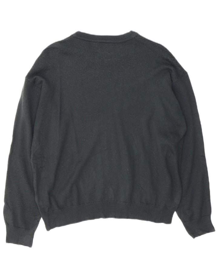 LACOSTE Mens Boat Neck Jumper Sweater Size 4 Medium Black Wool