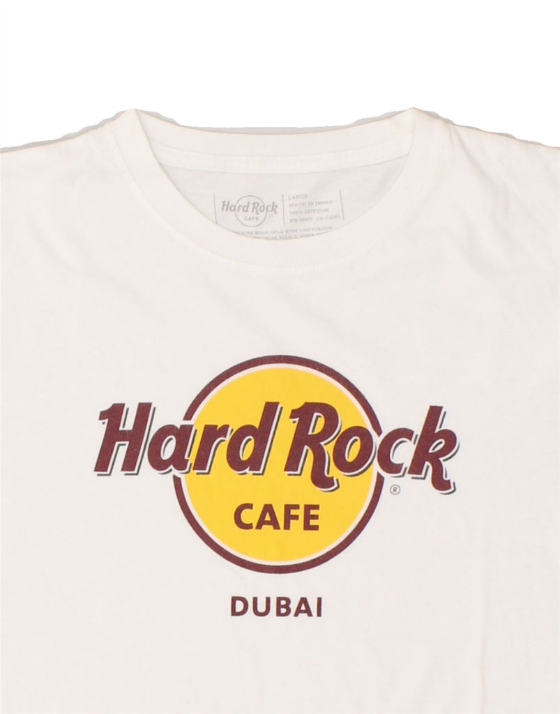 HARD ROCK CAFE Womens Dubai Graphic T-Shirt Top UK 16 Large White Cotton Vintage Hard Rock Cafe and Second-Hand Hard Rock Cafe from Messina Hembry 