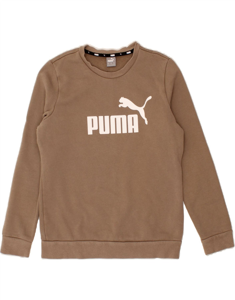 PUMA Womens Graphic Sweatshirt Jumper UK 14 Medium Brown Vintage Puma and Second-Hand Puma from Messina Hembry 