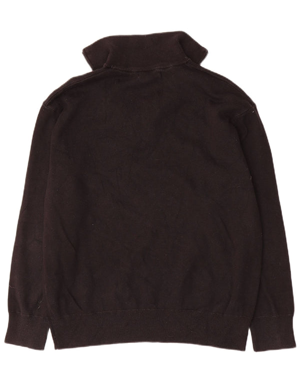 Zara Mens Zip Neck Jumper Sweater Medium Black Cotton