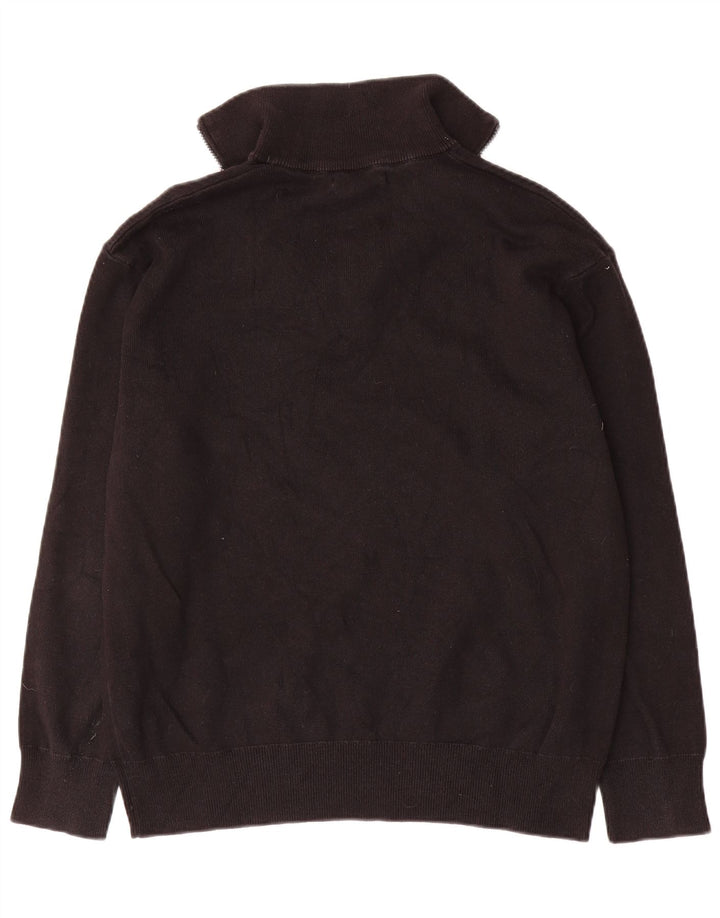 Zara Mens Zip Neck Jumper Sweater Medium Black Cotton