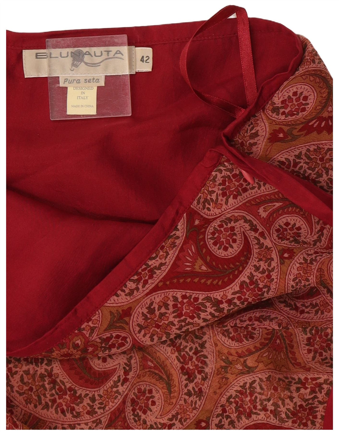 Blunauta Womens Mini Skirt IT 42 Medium W30 Burgundy Paisley Silk