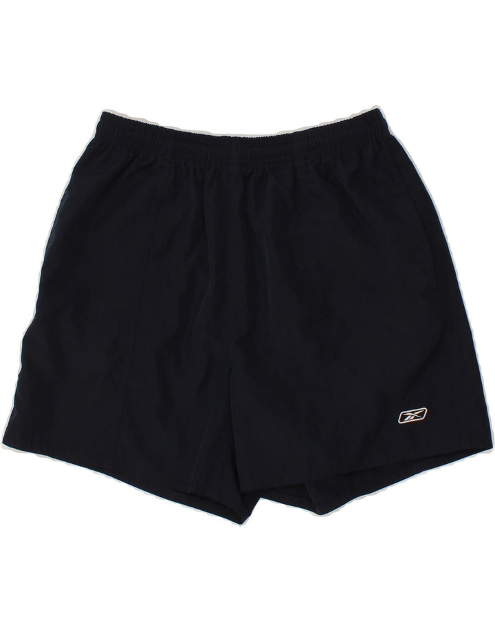 REEBOK Womens Sport Shorts UK 12 Medium Navy Blue Polyester Vintage Reebok and Second-Hand Reebok from Messina Hembry 