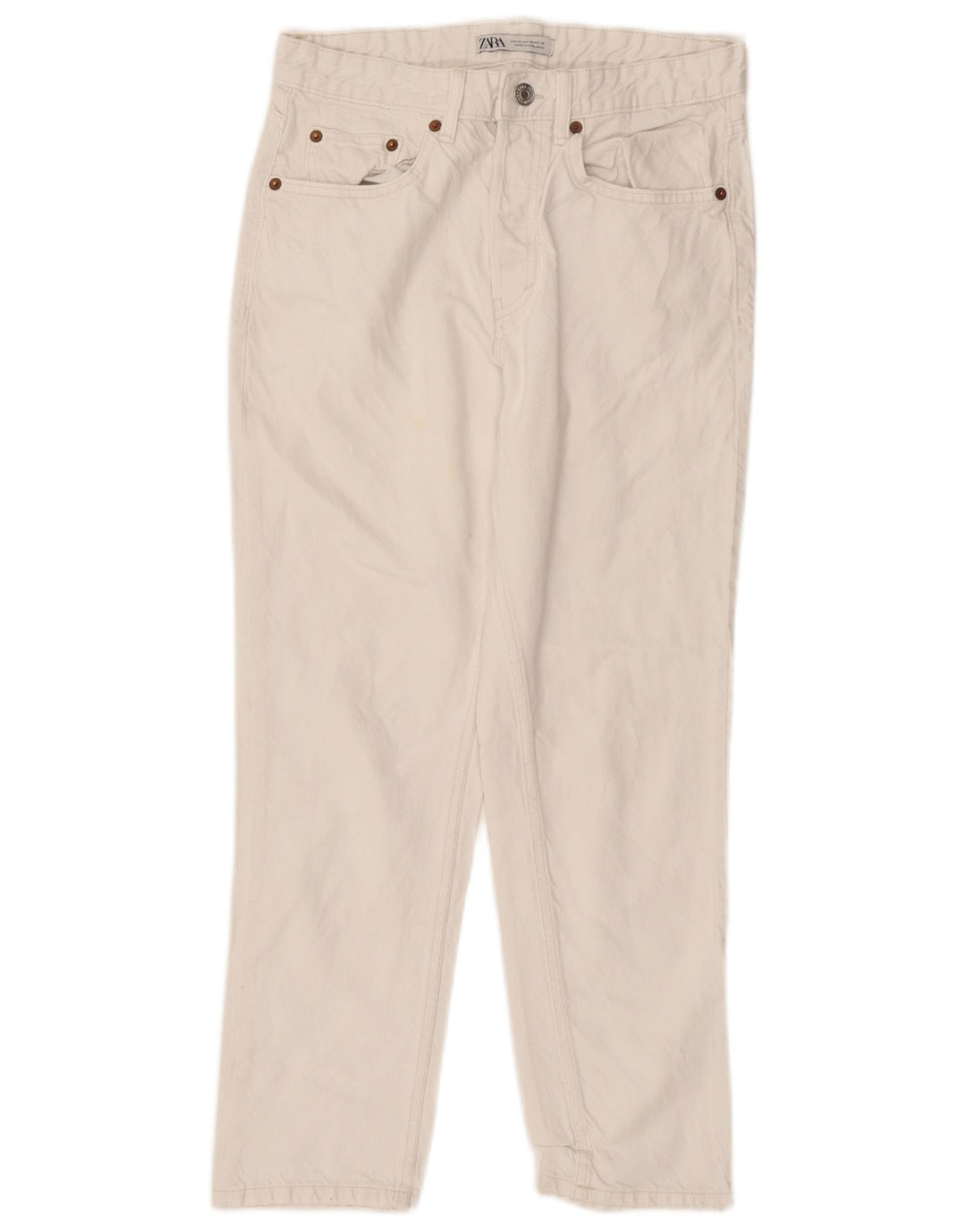 Zara Mens Straight Jeans EU 38 Small W30 L26 White Cotton