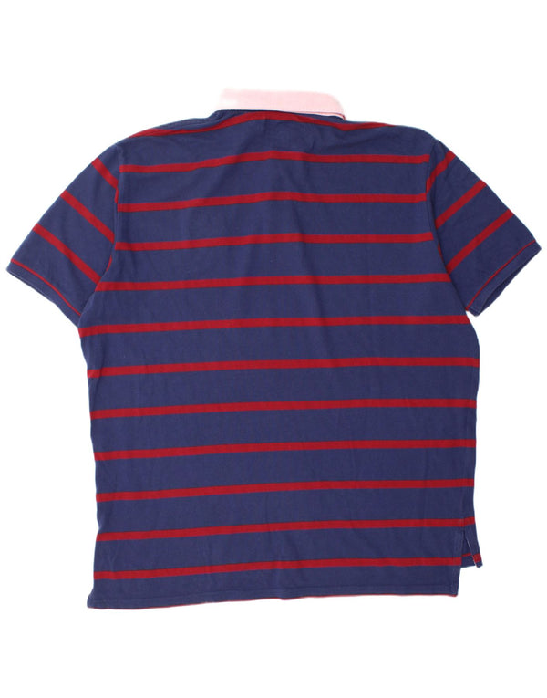 Polo Ralph Lauren Mens Rugby Polo Shirt 2XL Navy Blue Striped Cotton