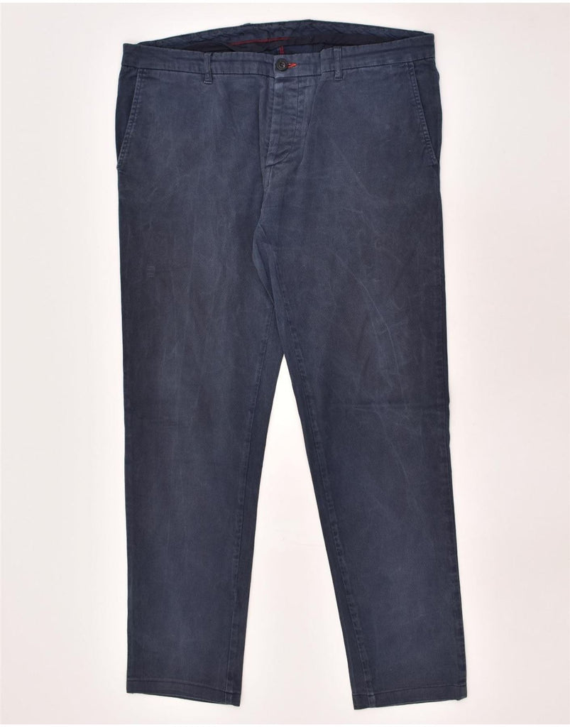 TRUSSARDI Mens Slim Chino Trousers IT 54 2XL W42 L30 Navy Blue Cotton | Vintage Trussardi | Thrift | Second-Hand Trussardi | Used Clothing | Messina Hembry 